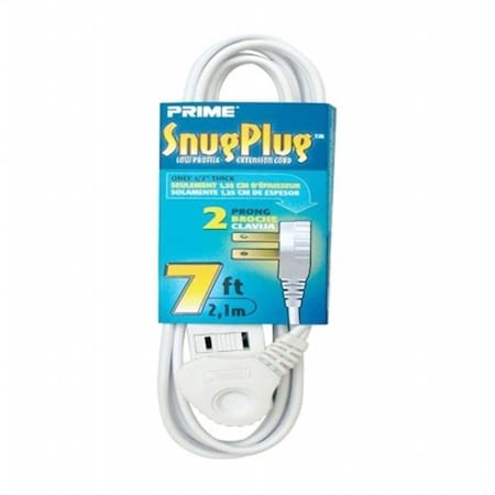 Prime Prime EC920607 White 3-Outlet Low-Profile Extension Cord; 7 ft. EC920607